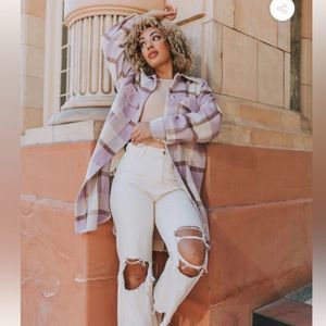 Blank NYC - NWT - Everywhere I Go Shacket Plaid Shacket Size Small Lavender